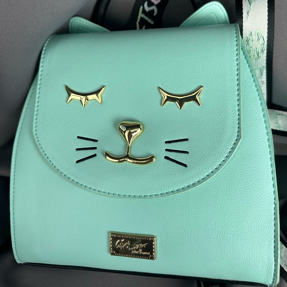 Mint Green Betsy Johnson Cat Face Backpack